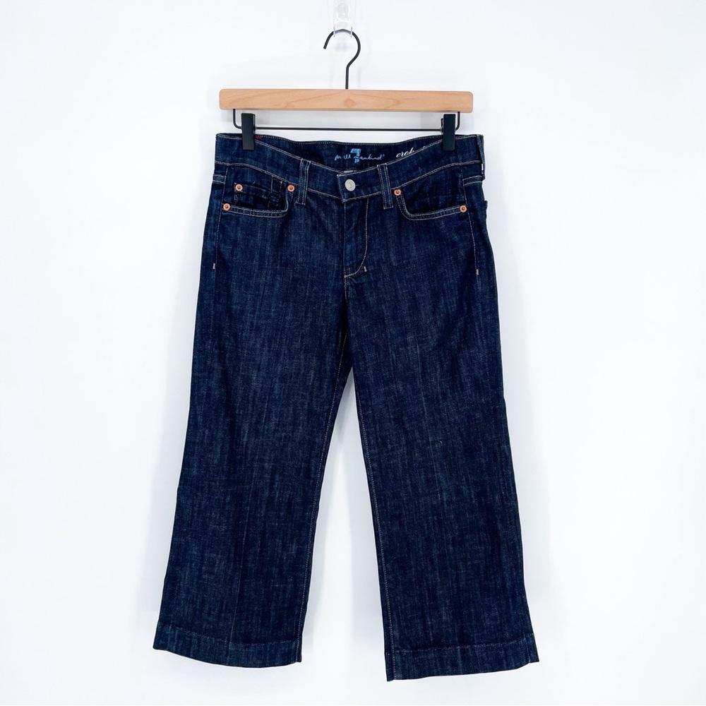 ☀️ 3/$25 7 For All Mankind Crop Dojo Capri Jeans Low Rise Dark Wash Size 27